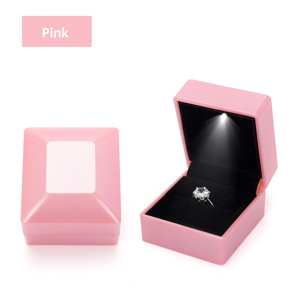 Luxury Ring Box With LED Light Diamond Ring Boxes Storage For Engagement Wedding Birthday Valentine\'s Day Ring Display Organizer