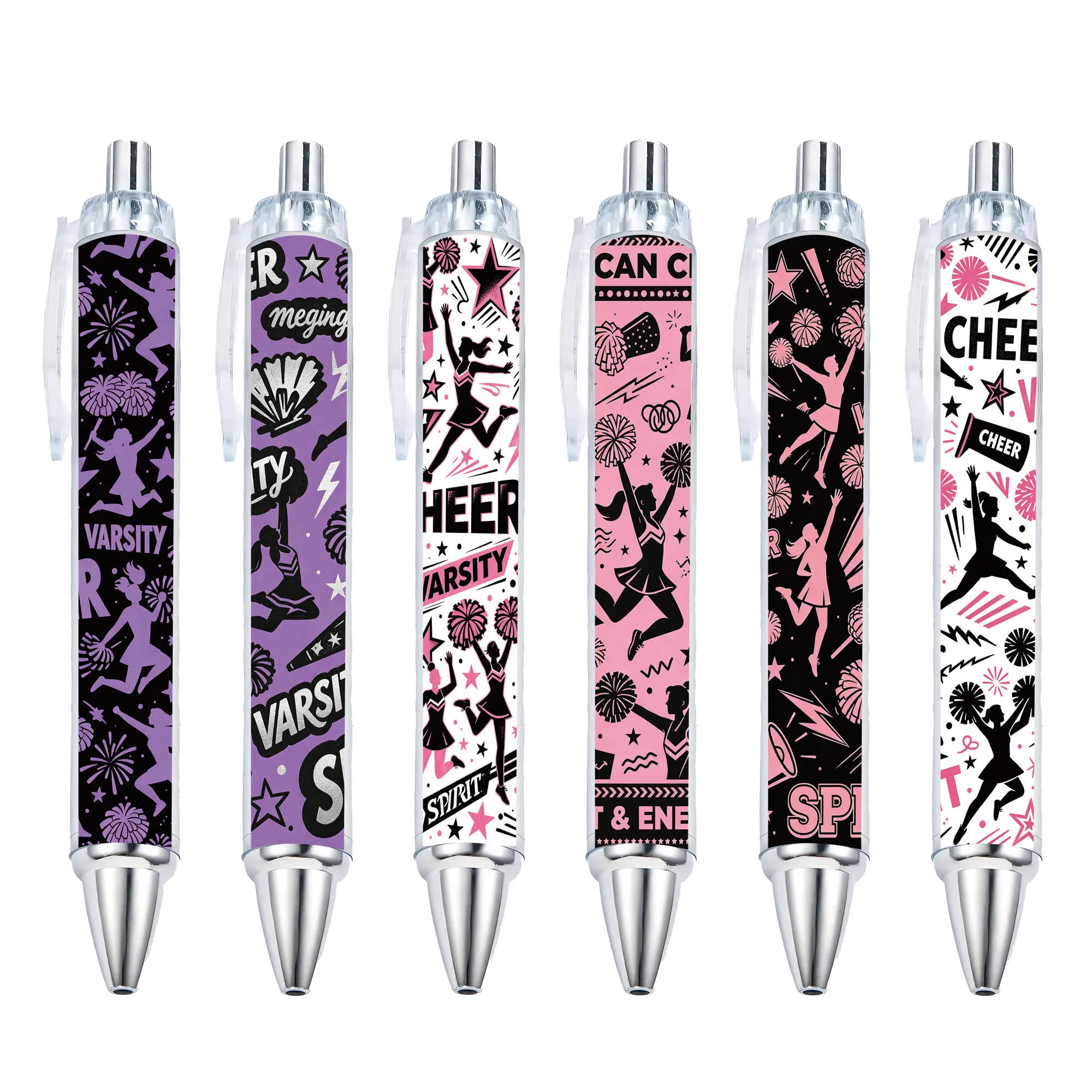 

12pcs Creative Cheerleader-Shaped Round Pens Sports Series Special Edition Click Pens American Cheerleading Gift Pens