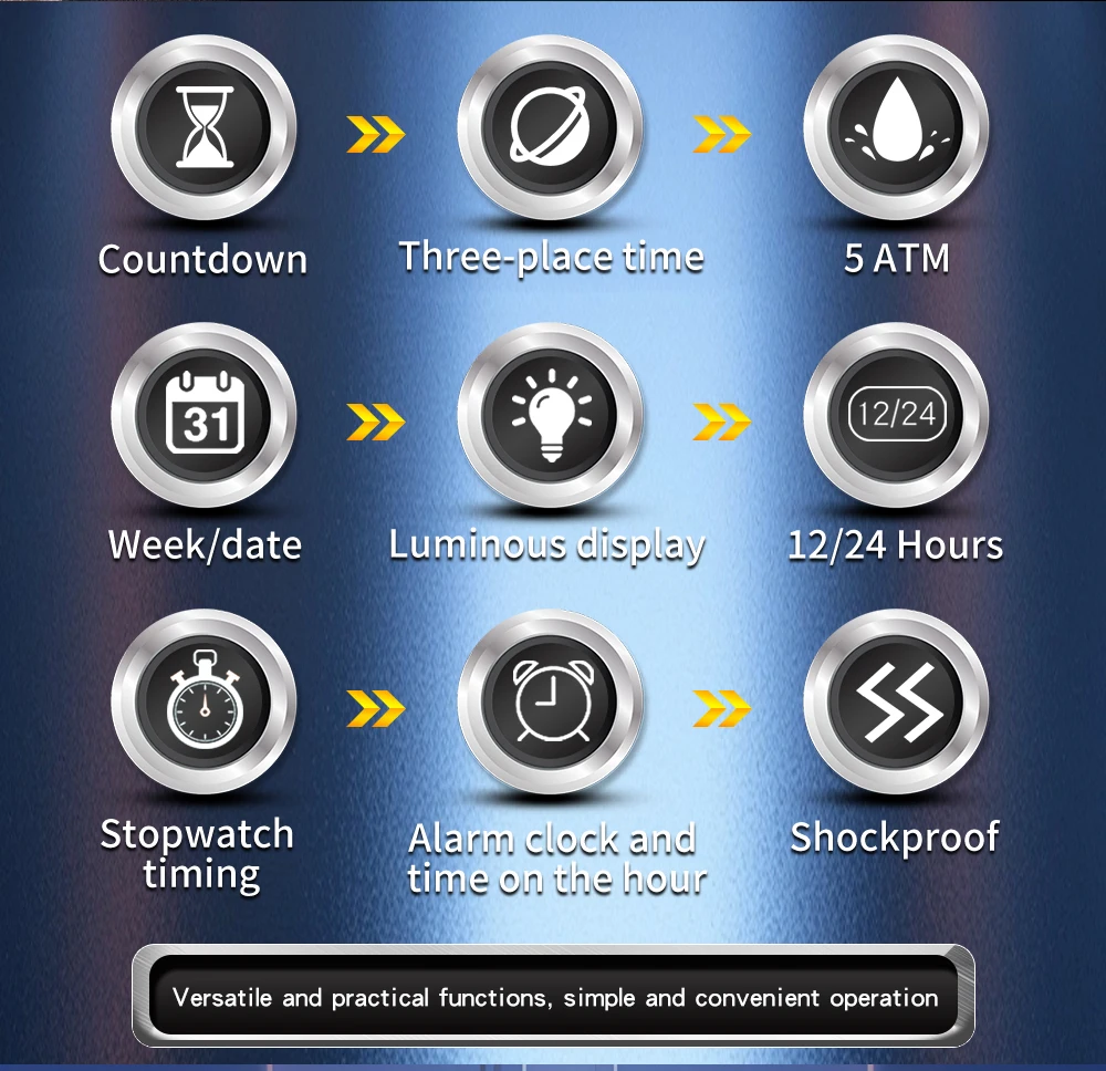 SANDA SD6291 ساعة كوارتز إلكترونية رياضية للرجال مقاومة للصدمات ومقاومة للماء وتقويم مضيء وساعات رقمية كاجوال للرجال