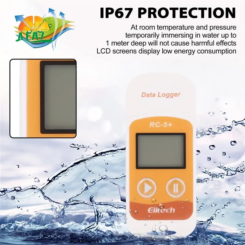 

AEA7-Elitech RC-5+ PDF USB Temperature Data Logger Reusable Recorder 32000 Points For Refrigeration, Cold Chain Transport