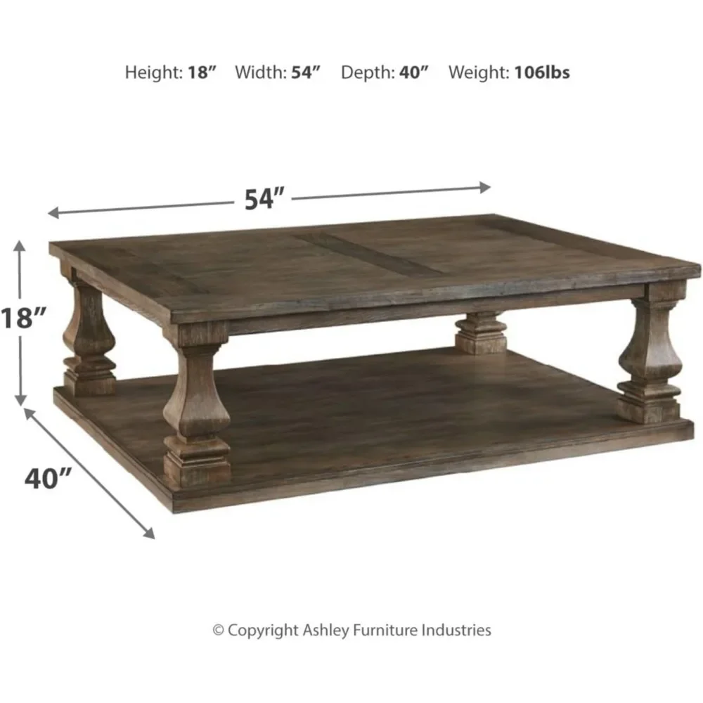 Coffee table farmhouse, weathered grey finish, grey