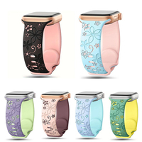Flower Engraved Silicone Strap for Apple Watch 46mm 49mm 42mm 38mm Colorful Loop Bracelet iWatch Bands S10 S8 S6 SE Ultra S9 S4