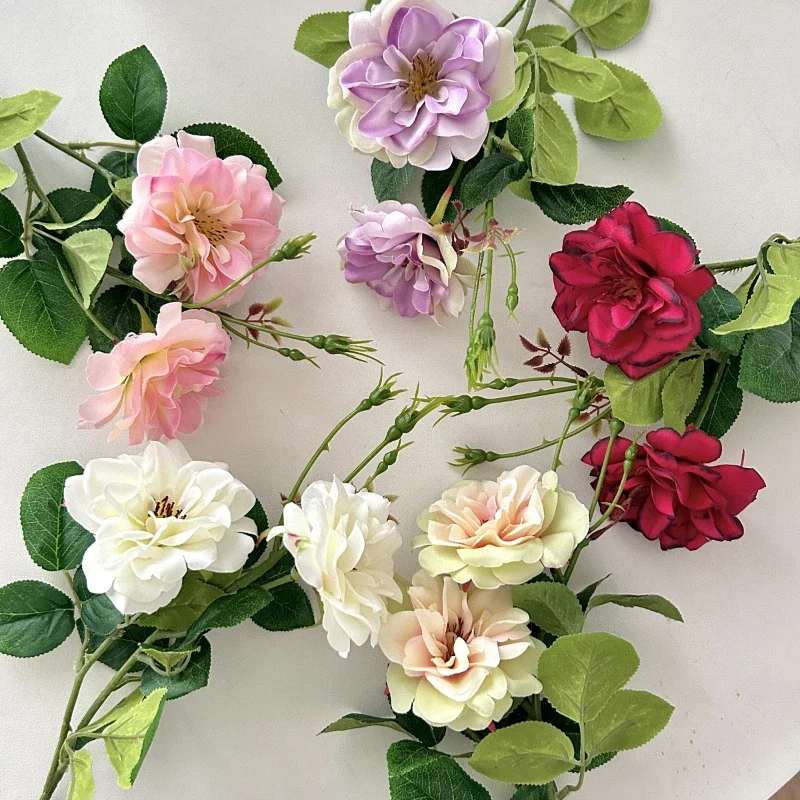 Картина 3: Искусственная Роза в стиле ретро с двумя разветвлениями, украшение для дома, украшение для фотосъемки, реквизит, Шелковый цветок