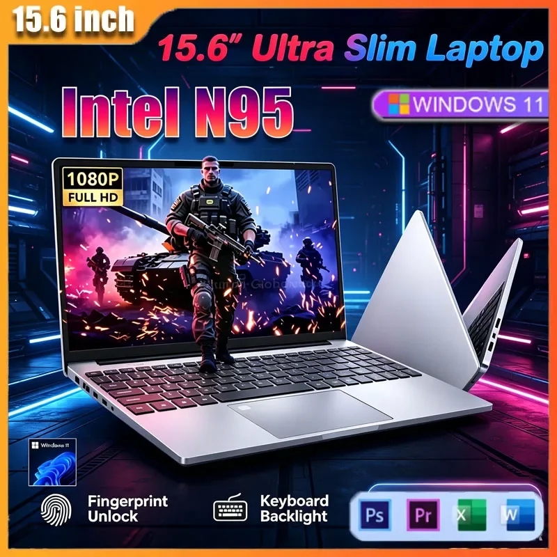 Ноутбук Prismatic 2026 Original 15.6" с дисплеем N95 FHD IPS 120 Гц, нанопокрытый ультрапрозрачный экран, 7500 мАч, 32 ГБ/2 ТБ SSD, подсветка Stellar