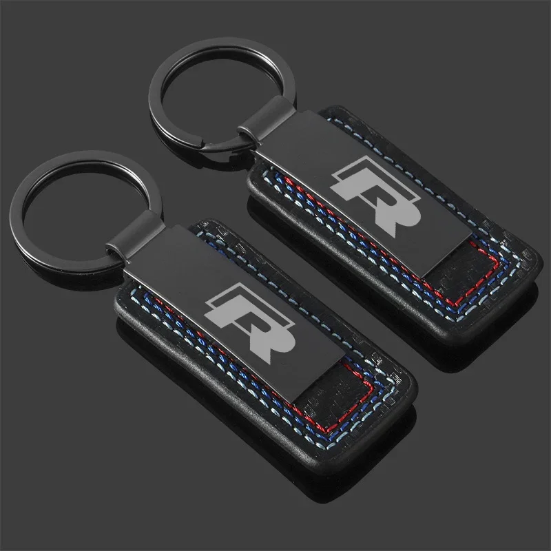 Car Key Chain Carbon Fiber Grain Keyrings Key Holder for VOLKSWAGEN VW Rline Polo Passat T-Roc Tiguan Tcross Golf 7 Jetta Caddy