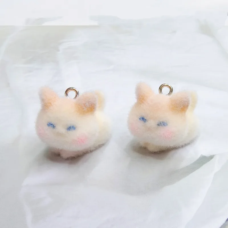 20pcs 3D Flocking animals resin Charms Cartoon doll pendant For Bag keychain Handmade DIY Jewelry make Accessories