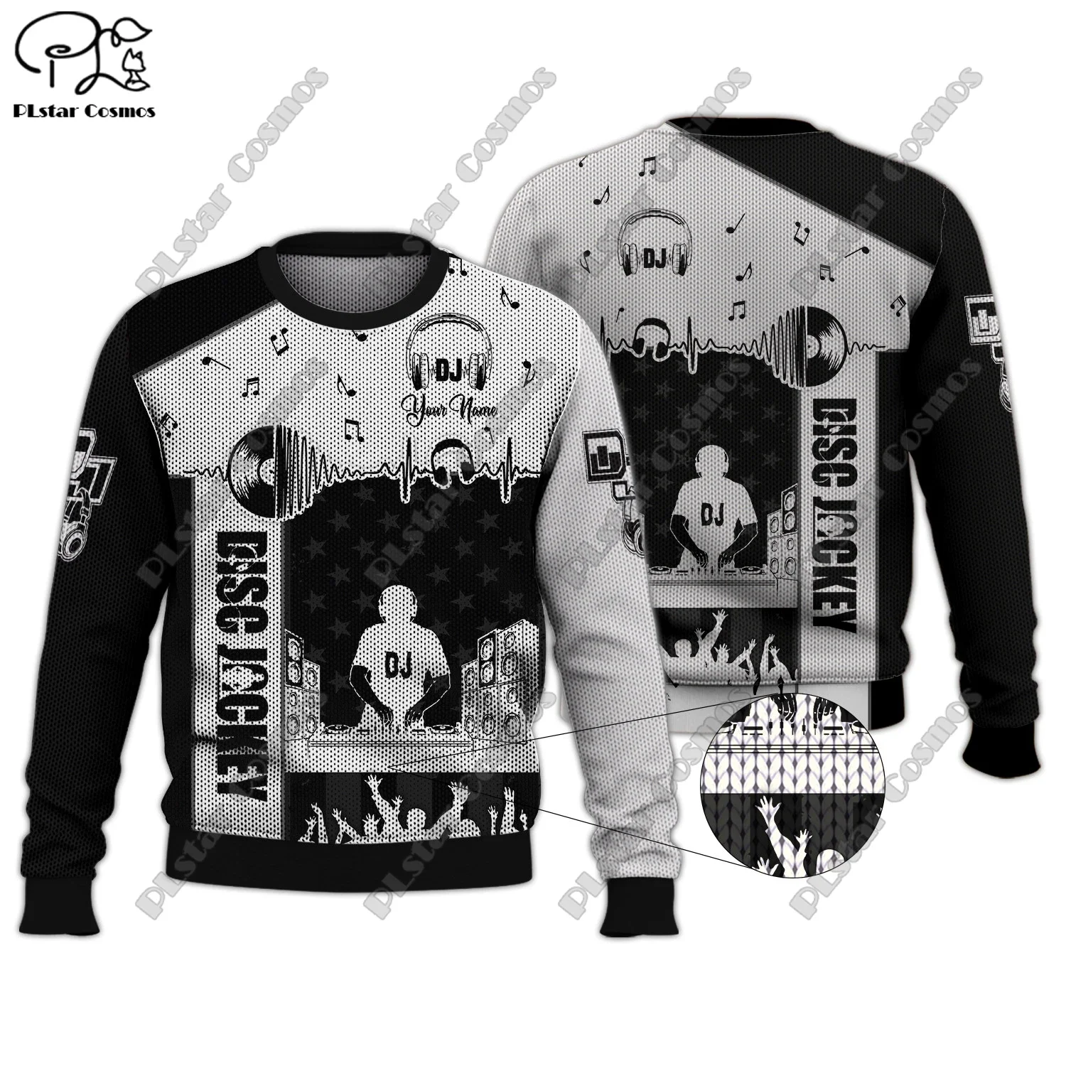 New Customized Name 3D Printing Music Series DJ Pattern Genuine Ugly Sweater Winter Casual Unisex Sweater