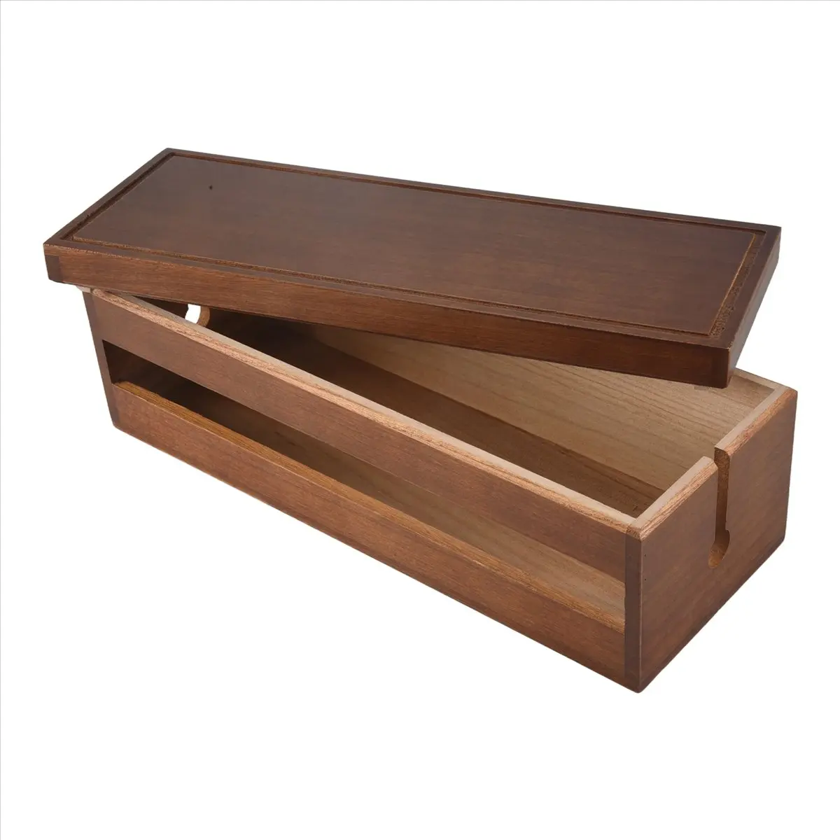 L63A Cable Management Box Wooden Cord Organizer Box for Extension Cord Power Stripe Surge Protector Wire (Coffee Color)