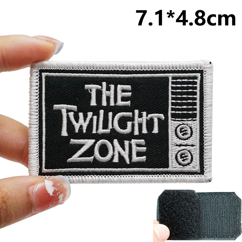 The Twilight Zone Embroidered Patches Applique Sewing Label punk biker Band Rock Clothes Badges with hook backing or sew on