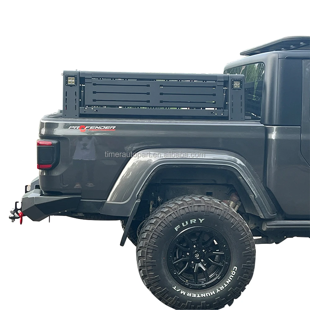 

Лучшая стальная 4x4 внедорожная пикап-кровать, сверхмощная рама, багажник на крышу, полка для хранения со светодиодной подсветкой для Jeep Gladiator 2025
