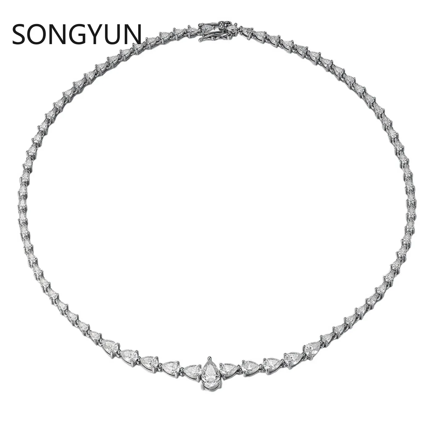 SongYun Luxury Jewelry 925 Sterling Silver Tennis Chain Necklace For Women Men Moissanite Diamond Tennis Necklaces Fine Jewelry