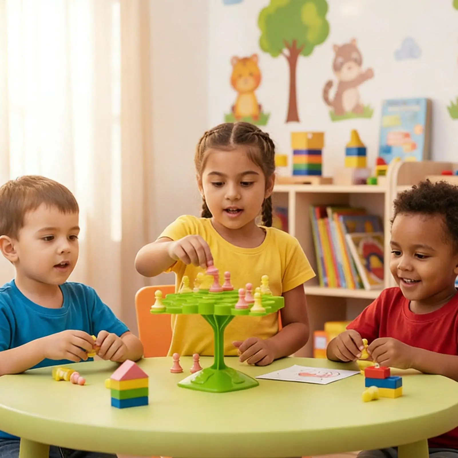 Juego de equilibrio portátil para 2-4 jugadores, rompecabezas de mesa familiar, juguete de árbol de equilibrio, juego de mesa educativo para chico, niños y niñas
