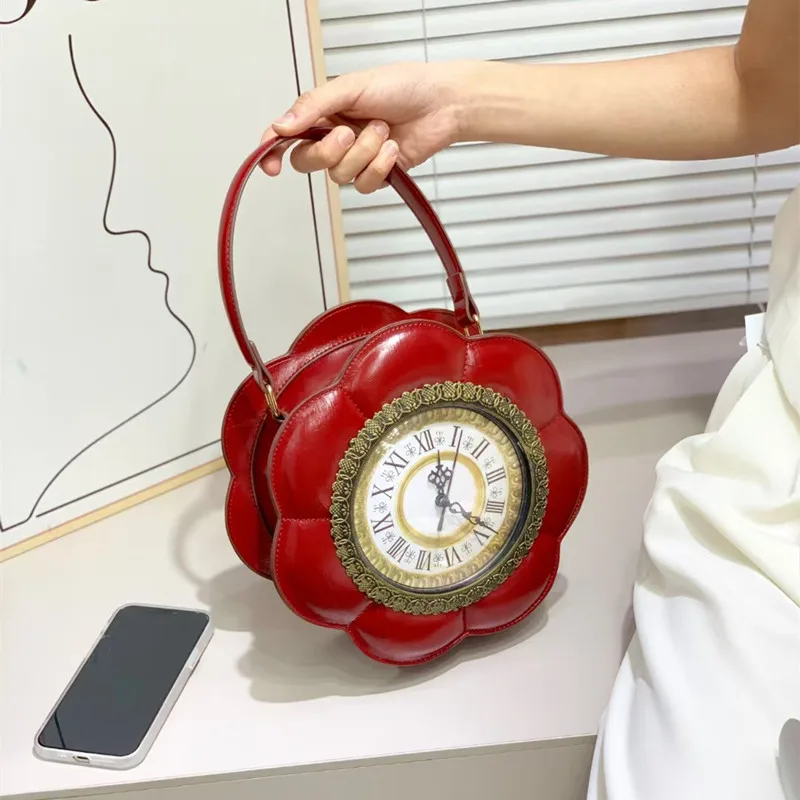 

2025 Новый модный дизайн, женская креативная сумка-часы, роскошные сумки в форме цветка сливы, сумки через плечо в стиле ретро с цветочным принтом, сумки-тоут