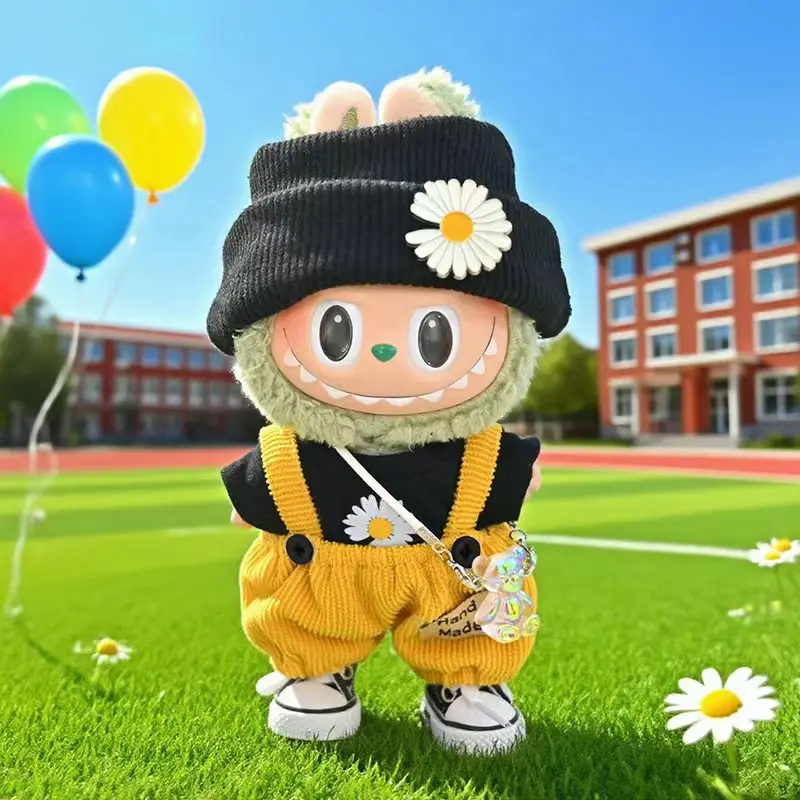 

17CM Adorable Baby Daisy Outfit Set for Labubu 1st 2nd 3rd Gen Plush Vinyl Doll Clothes Replacement Costume