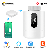 CONENTOOL NEW Tuya ZigBee Smart Thermostatic Valve Radiator Head TRV Thermostat Temperature Control Valve and Gateway for Alexa