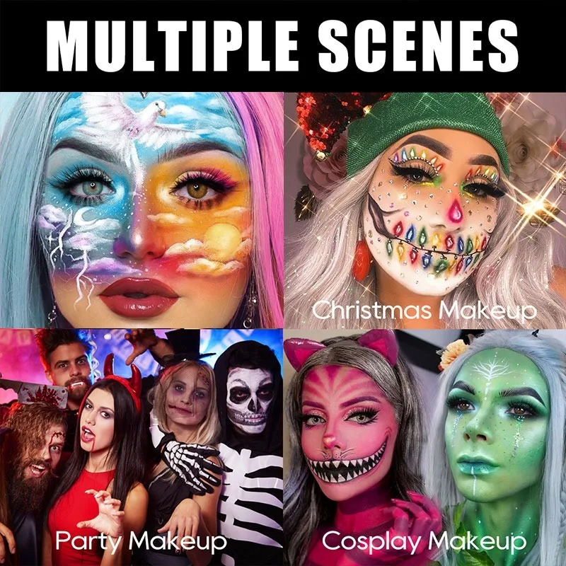 Caneta pintada corporal, à prova d'água e à prova de suor, de longa duração e natural, adequada para maquiagem de férias de Halloween, cosméticos faciais