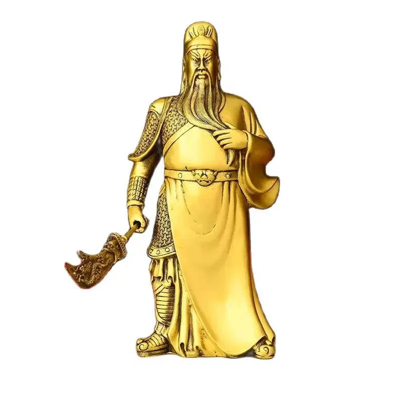 

Guan Gong ornament made of brass with a knife, Guan Di, Wu Caishen, Guan Yu, Guan Er Ye, Buddha statue, home ornament