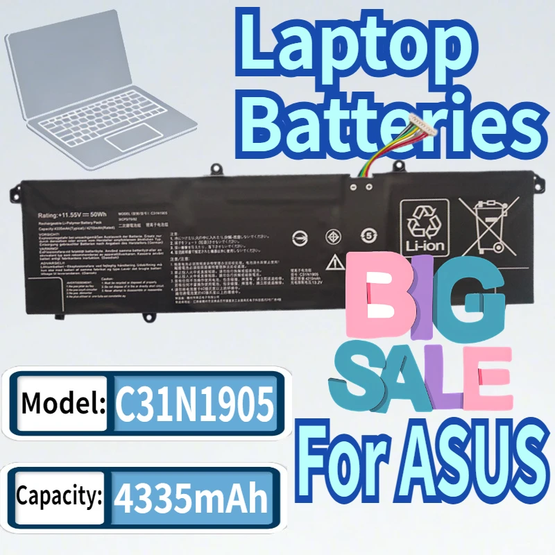 

C31N1905 Battery For ASUS VivoBook K533F S433FL S521FA S533F Adolbook adol14z adol14flc ADOL13J S4600F S5600F M4600I M3400QA