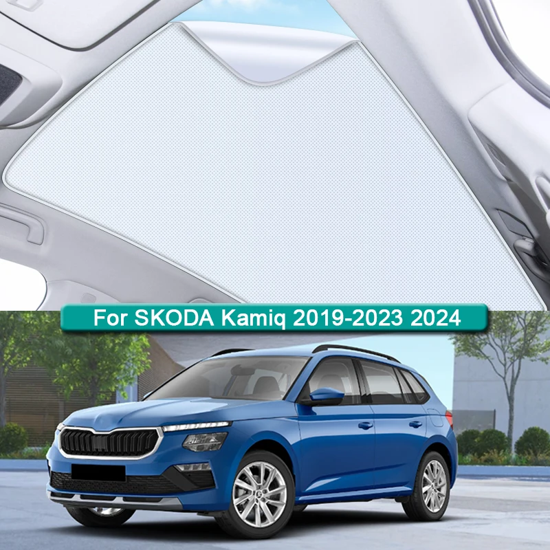 For SKODA Kamiq 2019-2022 2023 2024 Electrostatic Adsorption Car Roof Sunshade Skylight Blind Shading Windshield Sunroof Cover