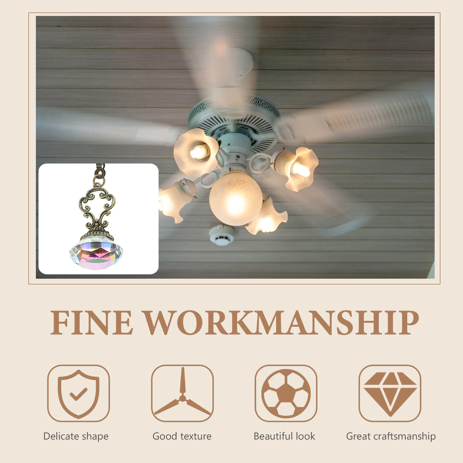 

Creative Crystal Pendant Ceiling Fan Light Pull Chain Decoration Ceiling Light Extension Chain Fan Pulls Decorative