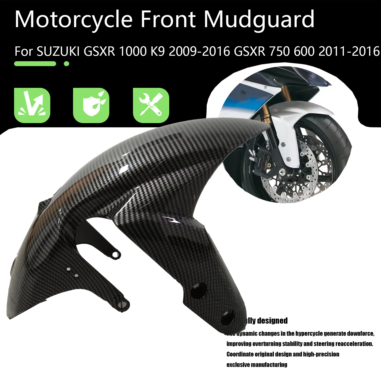 

Motorcycle Accessories Front Mudguard For SUZUKI GSXR 1000 K9 2009-2016 GSXR 750 600 2011-2016 front fender Splash Guard Fairing