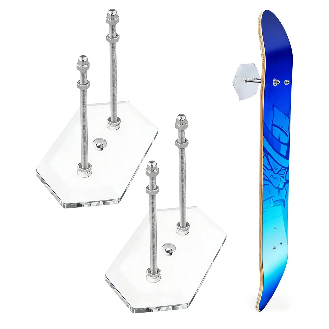 Skateboard Wall Mounted - Advanced Transparent Skateboard Hanger - Storage Rack | Durable Vertical Deck Display Acrylic Floating