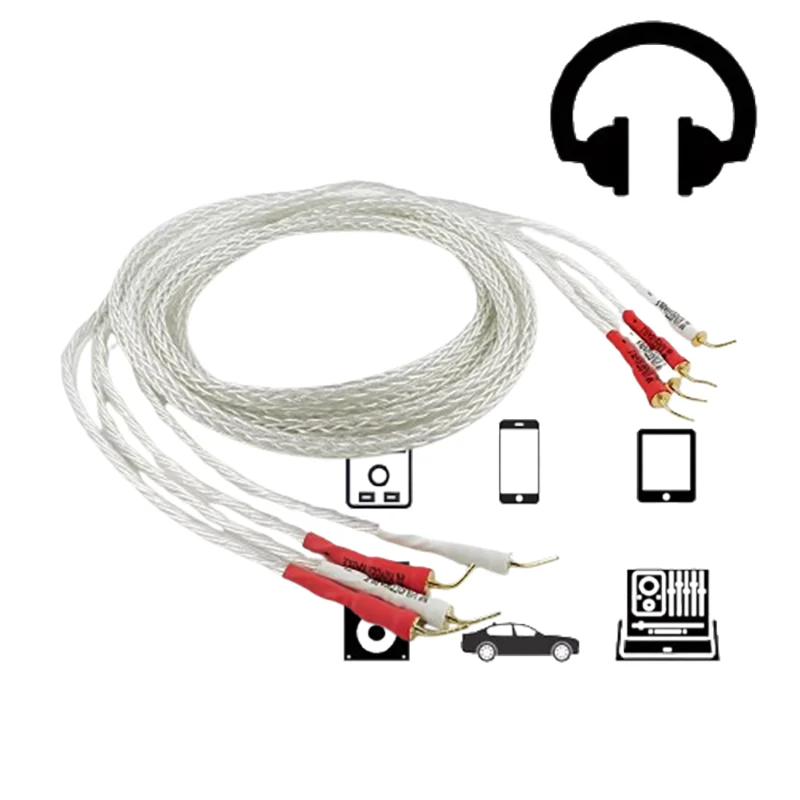 

Premium Duo 8AG Ag-Coated Hi-Fi Audio Links: OCC Conductors & 2mm Pin Banana Terminals​
