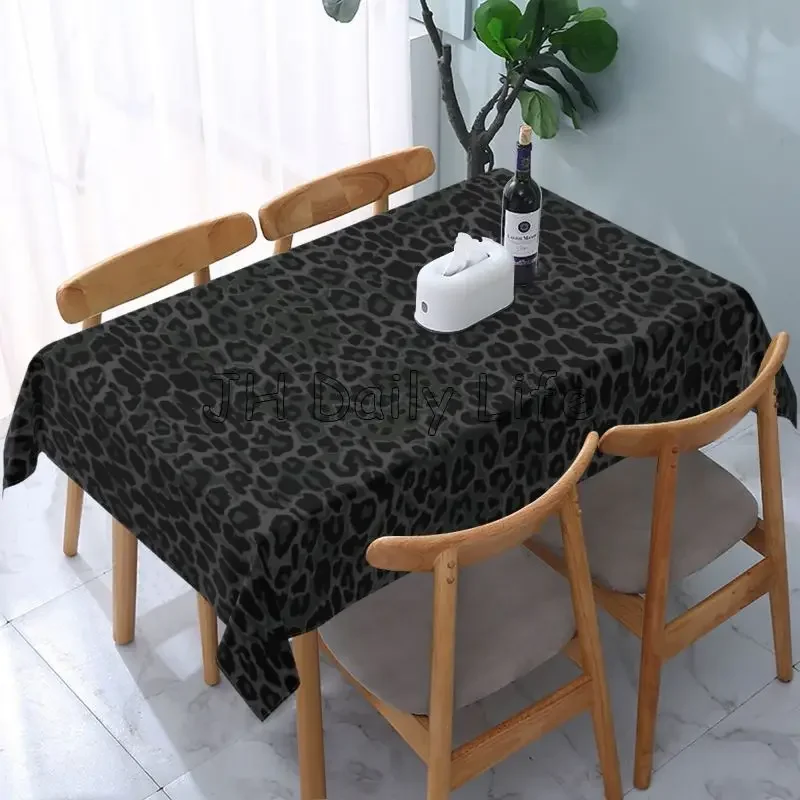 Black Leopard Print Tablecloth 60x90 Inch Rectangle Table Cover Washable Waterproof Table Cloths for Party Picnic Dinner Decor