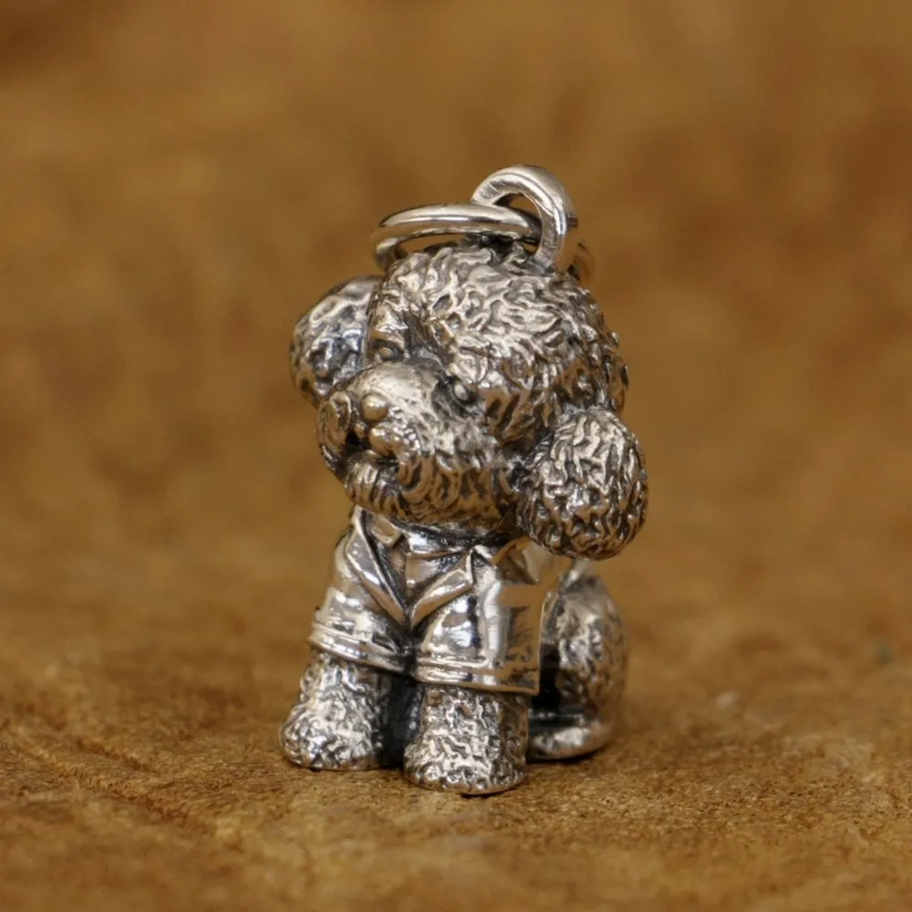 

Cute 925 Sterling Silver Teddy Dog Pendant Lovely Charms Small Animal TA326 BZ