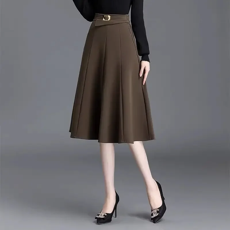 High Waist Casual Korean Office Lady Skirts Simplicity Elegant Trend Fashion Slim Solid Patchwork Temperament Women XQ350