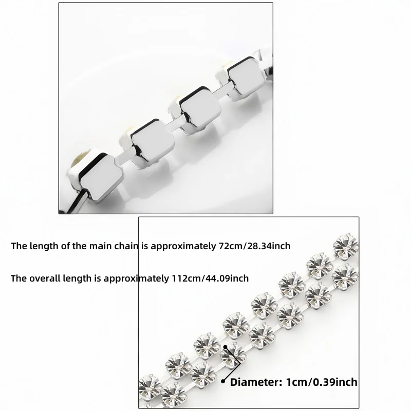 Große Diamant-Mode-Strass-Taillenkette für Damen, verstellbare Metall-Körperkette für Kleider, Bauchtanz-Wasserdiamantgürtel – Detail 2
