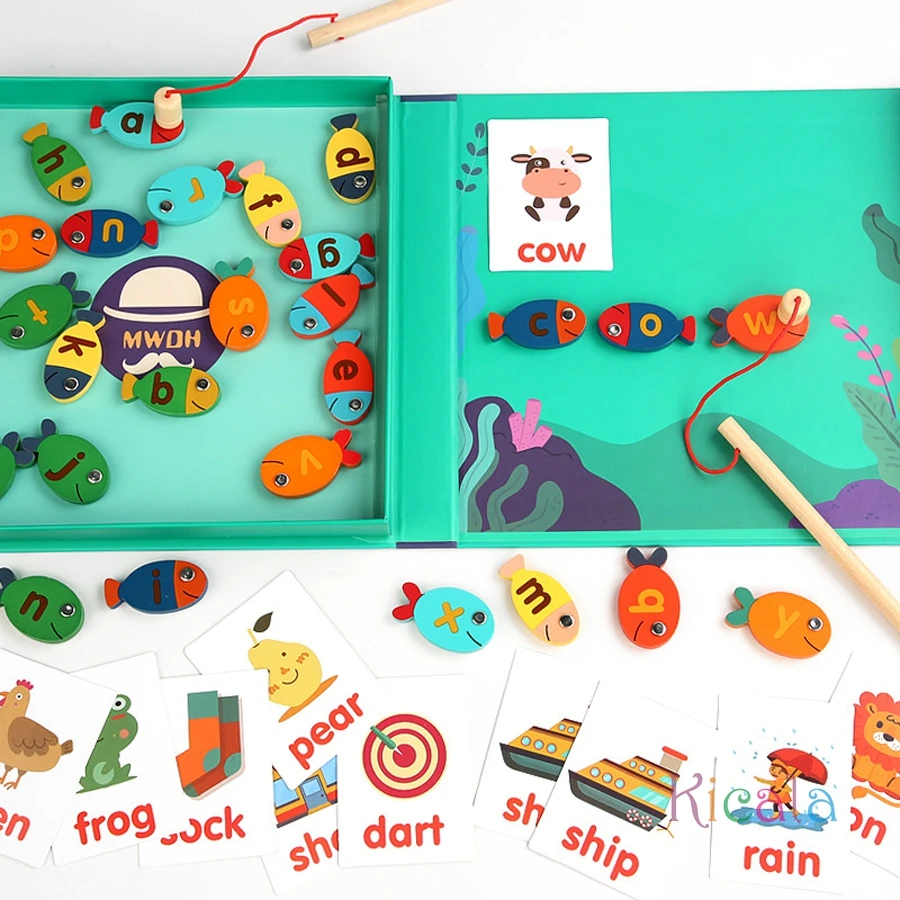 Kids Montessori Educational Wooden Math Toys Children Busy Board Count Shape Colors Match Fishing Puzzle Learning Toys Gifts