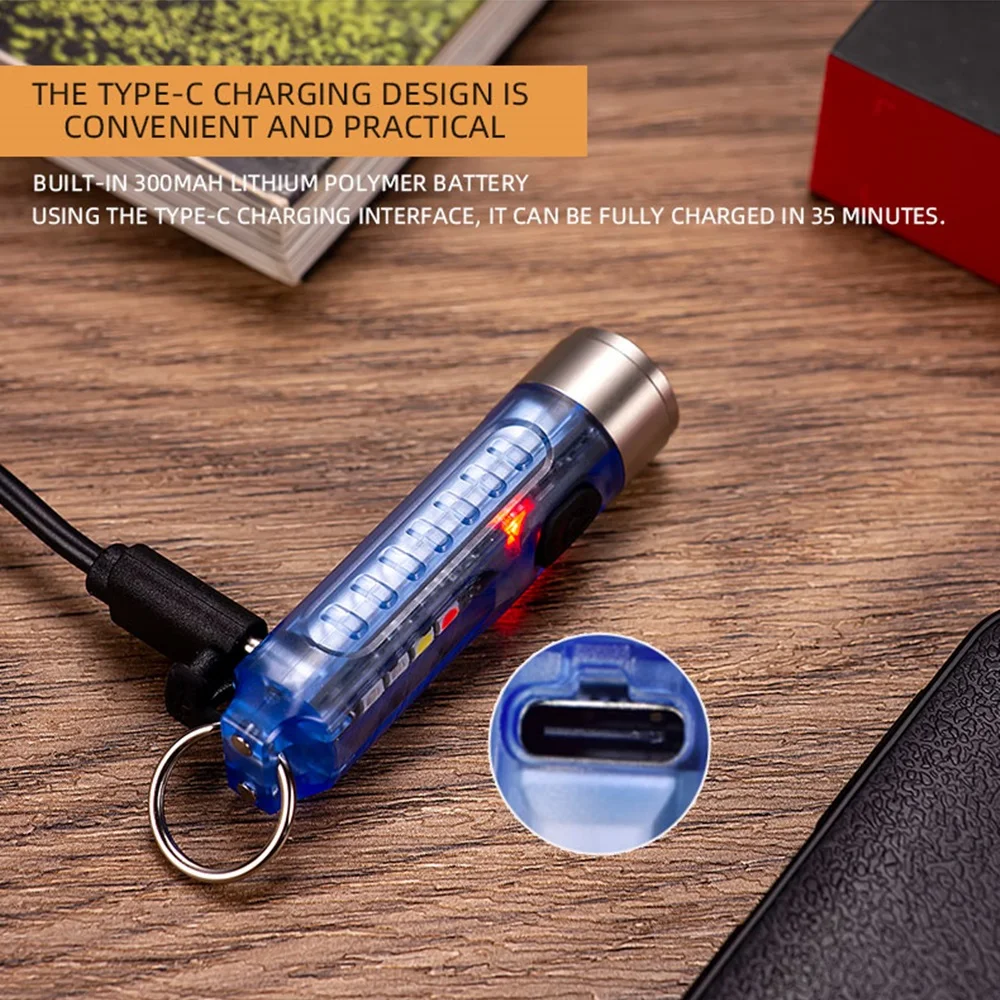 Mini High Bright Cool Noctilucence Small Flashlight USB Emergency keychain light Hiking Fishing Travel Camping Work Magnet Torch