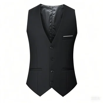 M-7XL Spring/summer Man Suit Vest Sleeveless Vest with Adjustable Waist Single Breasted Solid Color Business Suit Vest Wedding 4