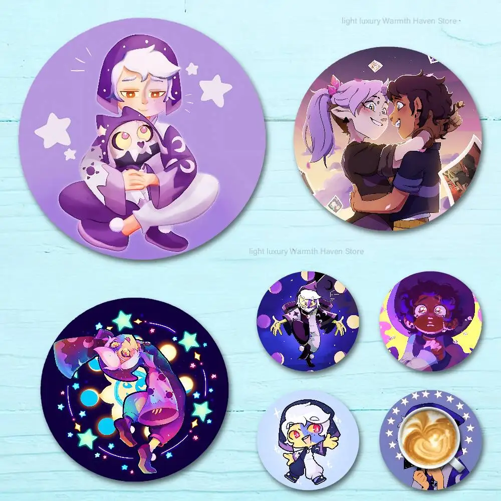 

T-The O-Owl H-House Round Wooden Coasters For Cute Design Suitable for Drinks Tea,Coffee Home Perfect Gift