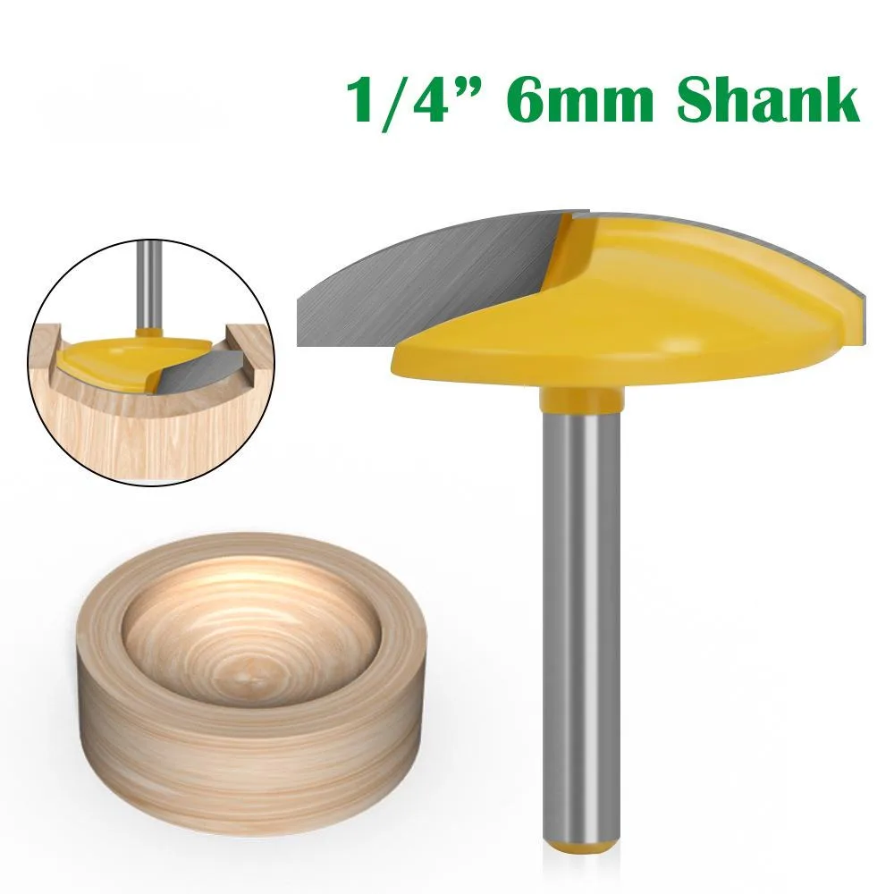 

6mm Shank 1-1/8 3/4 Inch Diameter Bowl Tray Router Bit Round Nose Milling Cutter With Bearing For Woodworking