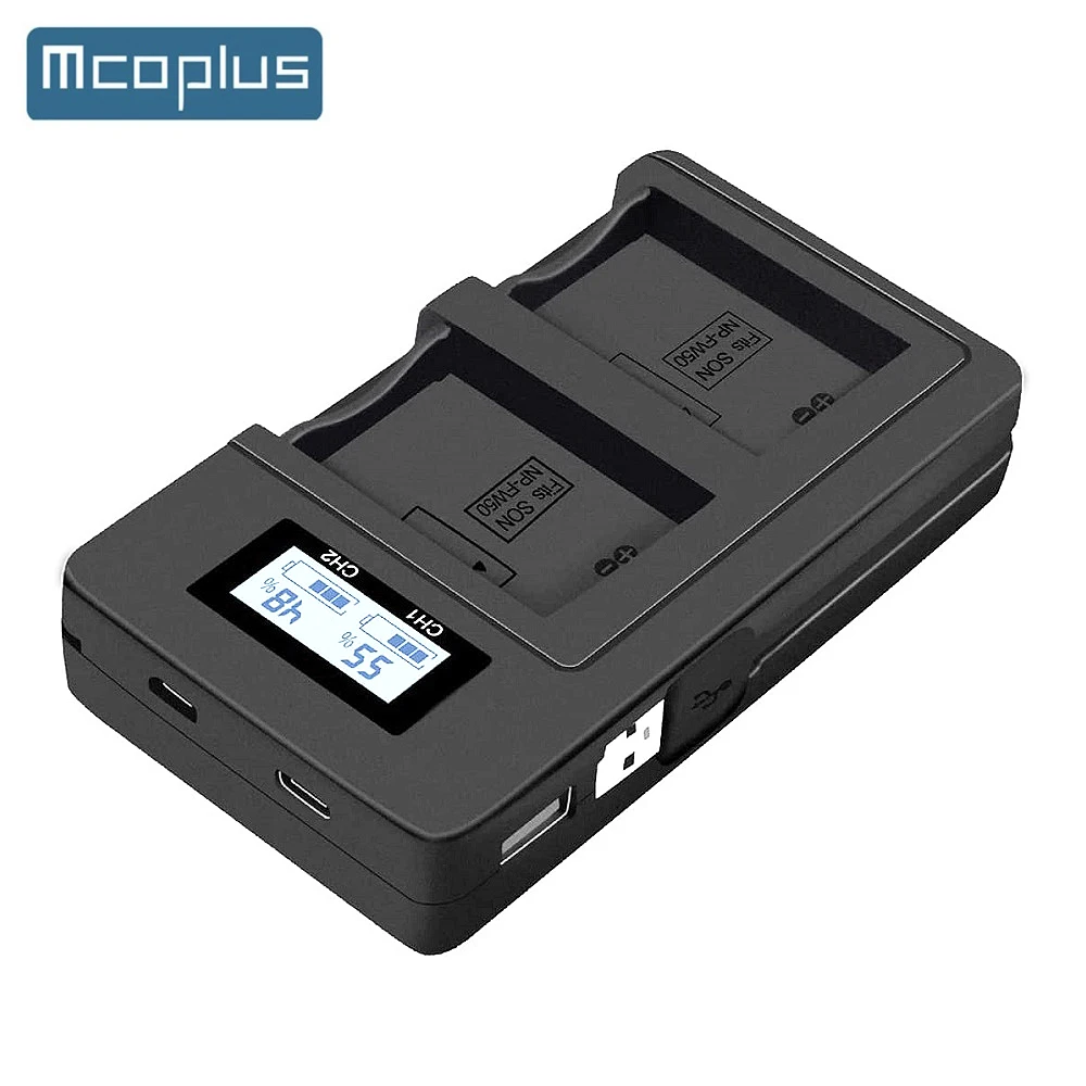 Mcoplus NP-FW50 USB Dual Charger for SONY NP-FW50 Battery NEX-3 NEX-5 NEX-6 SLT-A55 A33 A55 A37 A3000 A5000 A6000 A6300 ZV-E10