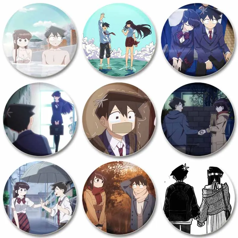 Anime Komi Can't Communicate Tinplate Soft Button Pins Creative Brooches Icon Badges for Clothes Decoration Jewelry Accessories