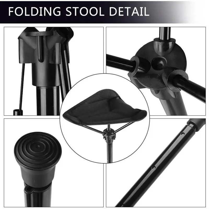 Folding Walking Stick Tripod Stool Adjustable Height Seat Stick Adjustable Seat Folding Stool Retractable Stick Chair Dropship