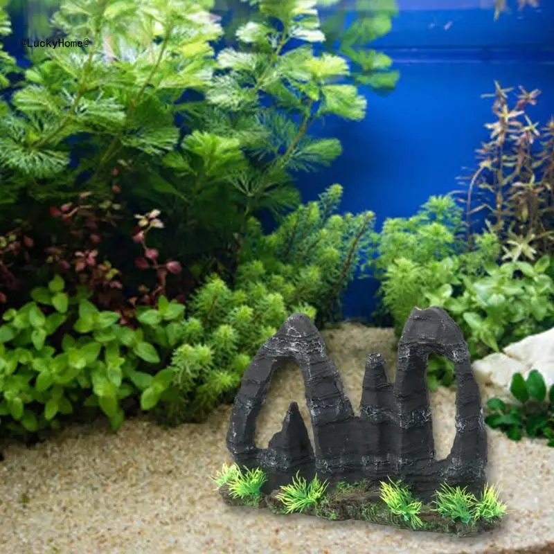 Realistic Rockery Fishtanks Landscaping Resin Mountain Cave Aquariums Decoration 11UA