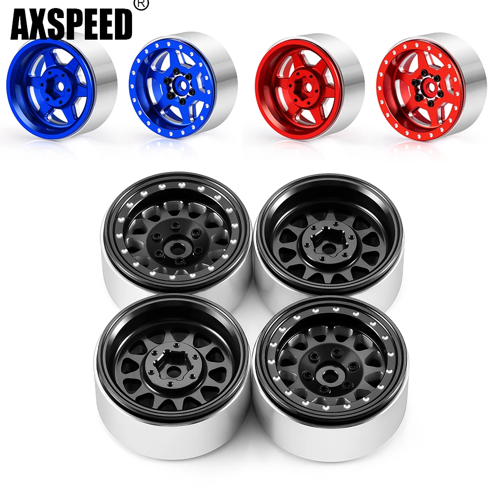 AXSPEED 4 Stück 1,3 Zoll Beadlock Felgen aus Aluminiumlegierung für 1/18 TRAXXAS TRX4-M 1/24 SCX24 RC Crawler Car