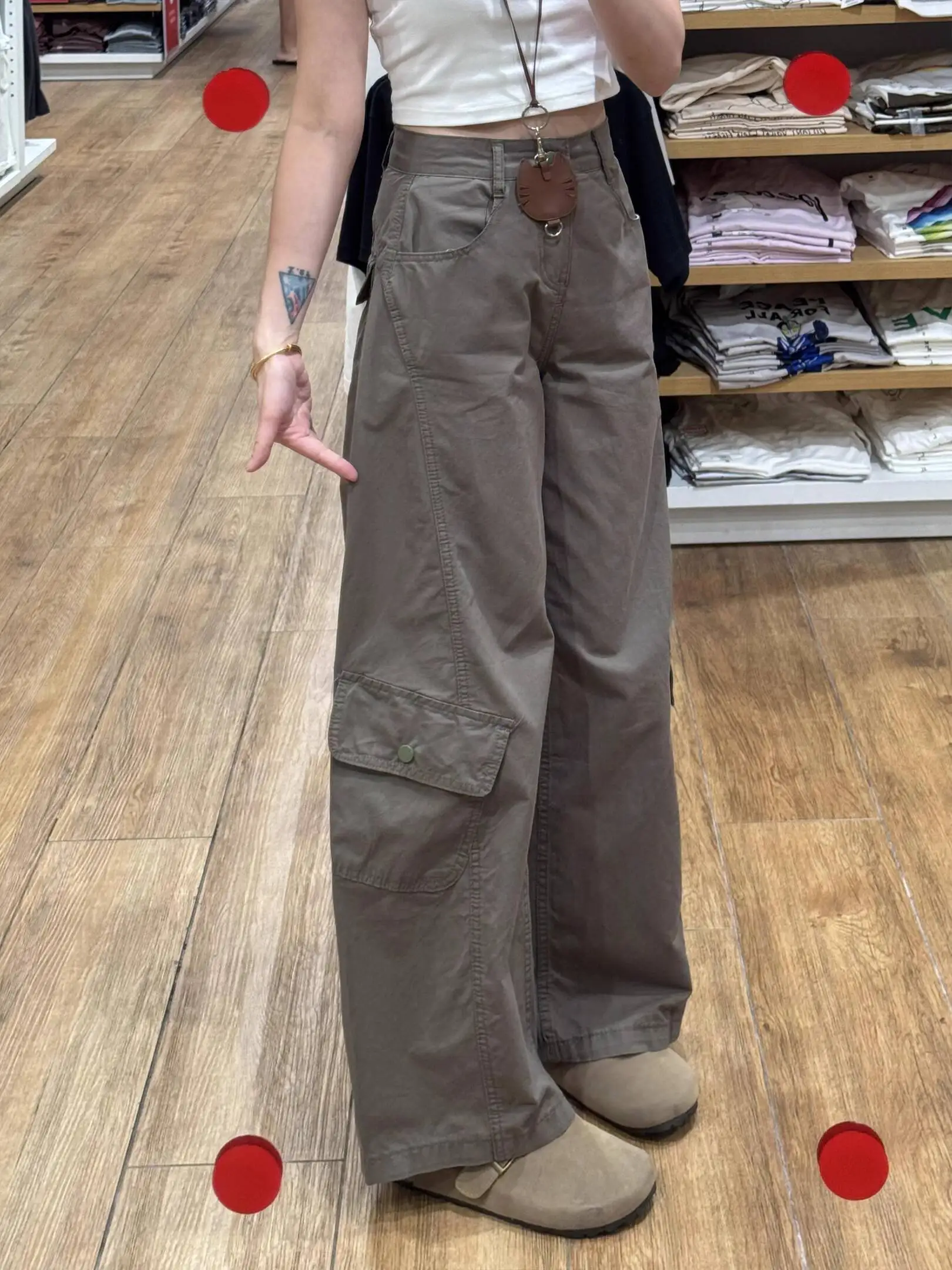 Casual broek voor dames 2025, herfst nieuwe vintage cargo-jeans, plus maat, hoog getailleerde afslankende rechte broek met wijde pijpen