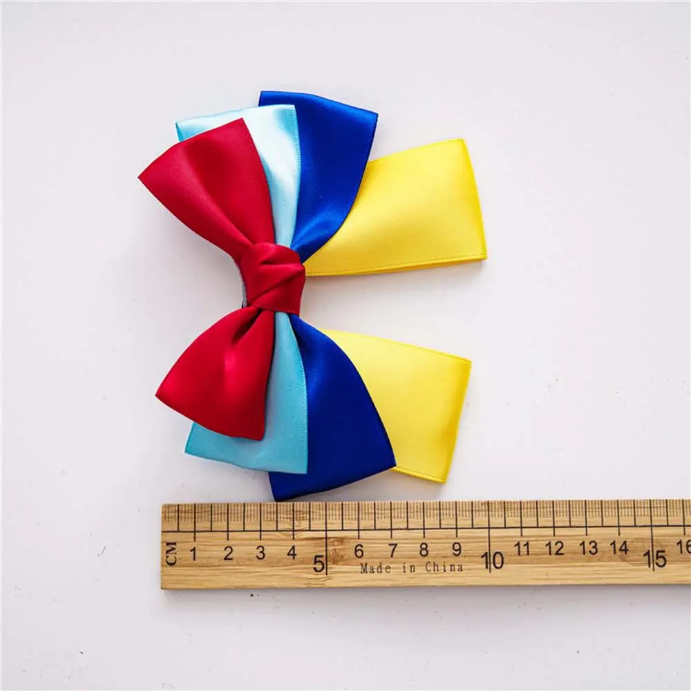 Pinces à cheveux avec nœud en ruban de satin, épingles à cheveux BarCord, cadeau d'accessoires pour cheveux, princesse Blanche-Neige, bleu, jaune, rouge, style coréen