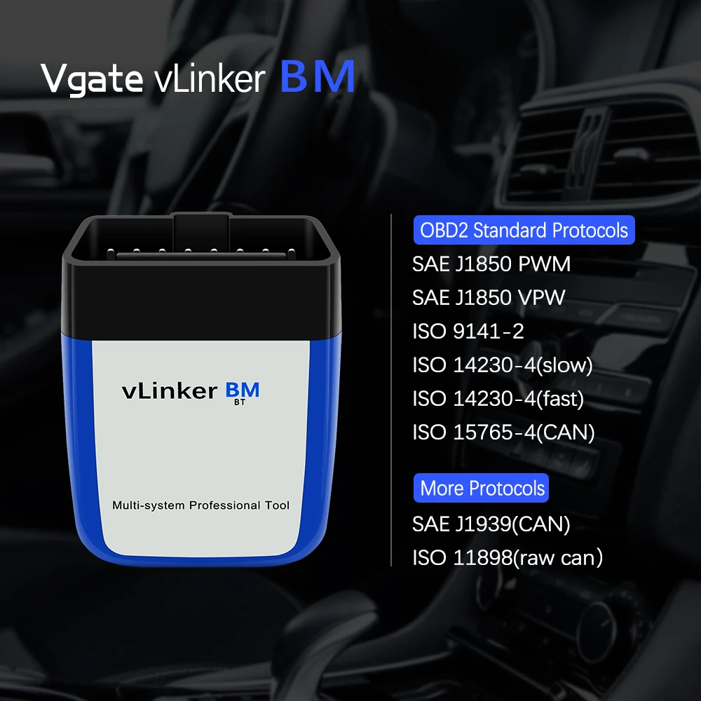 Vgate VLinker BM+ ELM327 BimmerCode BimmerLink Auto Code Reader Diagnostic Tool Car Scanner ELM327 V1.5 OBD2 Bluetooth 4.0/3.0