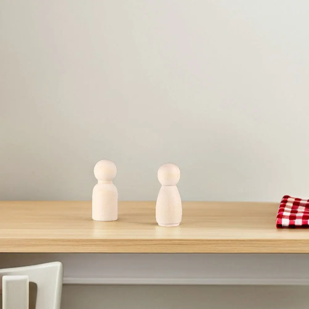 20Pcs Wooden Peg People Unfinished DIY Craft Figures Kids Painting Supplies Blank Wooden Mini Handicraft Toys