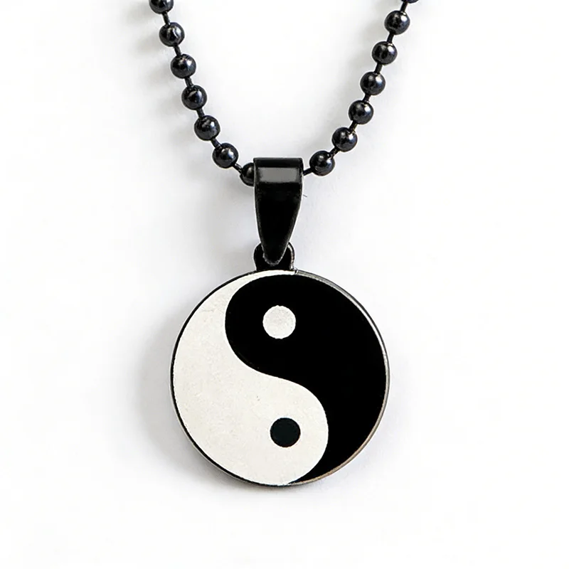Ethnic Chinese Yin Yang Tai Chi Necklace Round Stainless Steel Tree Of Life Necklaces For Men Taoist Jewelry