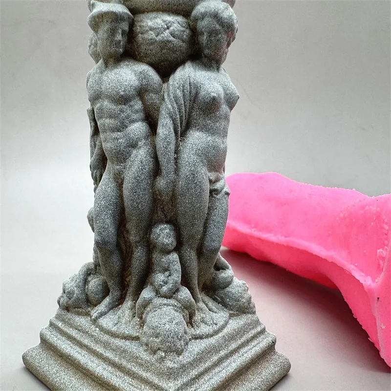 Fan Yong Four Roman Column European Baroque Candlestick Silicone Mold Making Gypsum Resin Concrete Desktop Decoration view 6