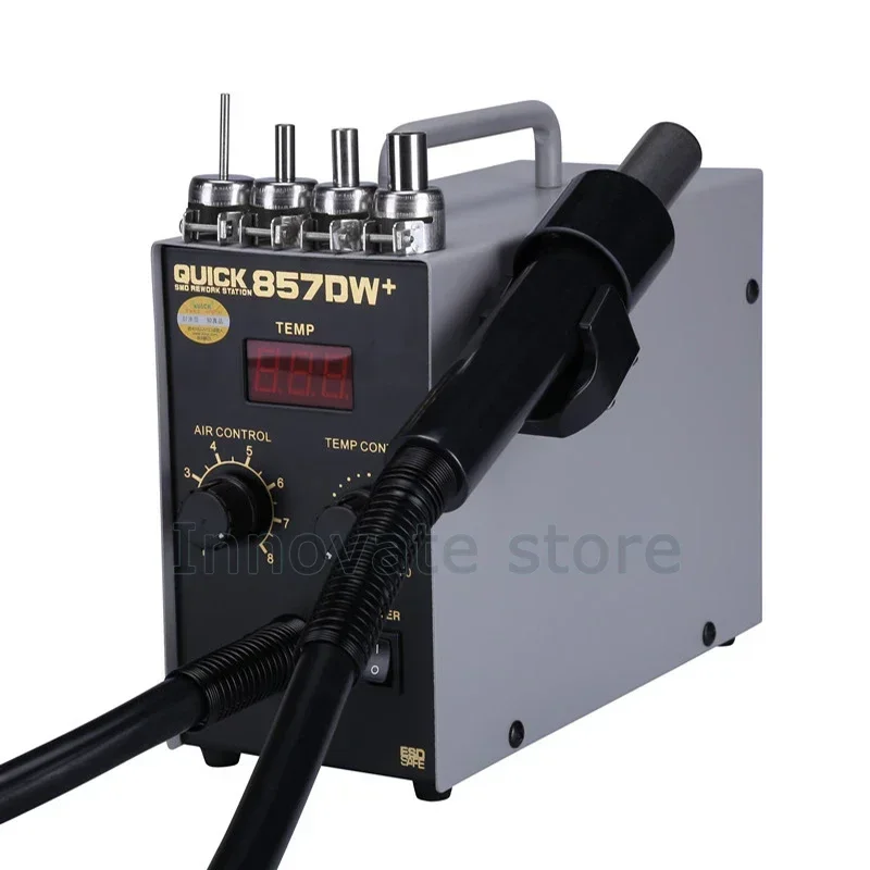 Estações de solda QUICK 857DW + Estação de retrabalho de pistola de ar quente Estação de soldagem de ar quente para aquecimento rápido BGA SMD