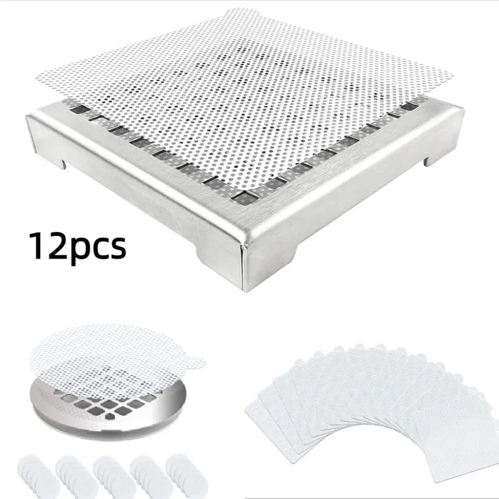 12pcs Waterproof Floor Drain Sticker Removable Shower Drain Hair Catcher Mesh Self Adhesive Sticker for Bathroom Kitchen