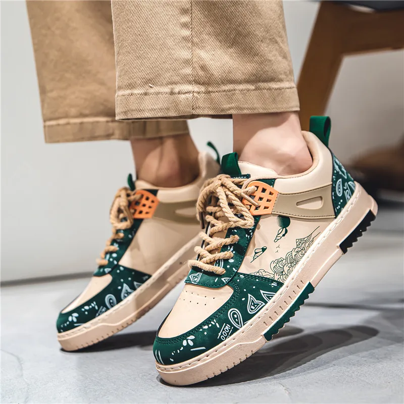 Hot Sale Cheap Skate Shoes Free Shipping Fashion Printed Men's Low Sneakers Skateboard Breathable Sports Shoes Men basket homme